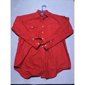 Polo Ralph Lauren Shirt Mens Small Red Dungaree Workshirt Cotton Thick Heavy